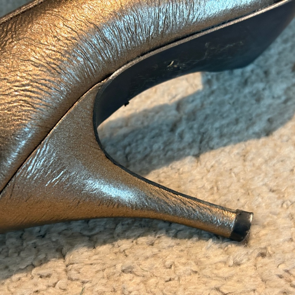 Unlisted Metallic Peep-Toe Heels with Bow - Picture 7 of 9